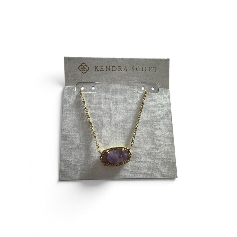 New Kendra Scott Elisa Gold Pendant Necklace in Amethyst